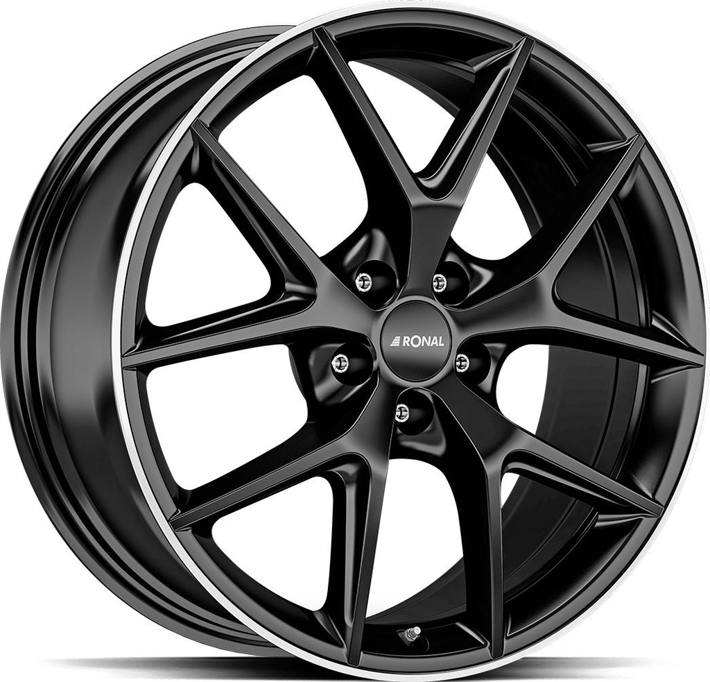 RONAL R75 JET BLACK MATT RIM LIP CUT 8x18 5/108 ET52 CB76